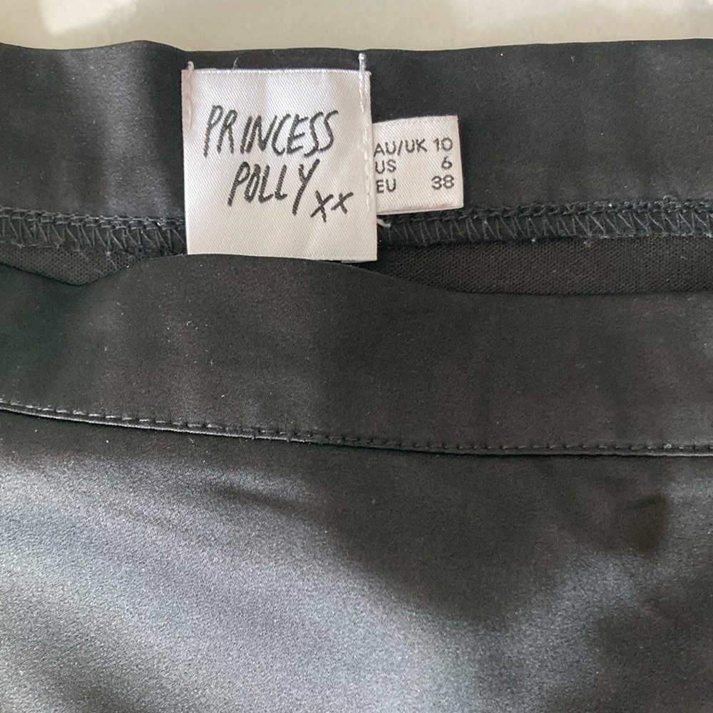 PP black deep slit silk mini skirt - Picture 4 of 6